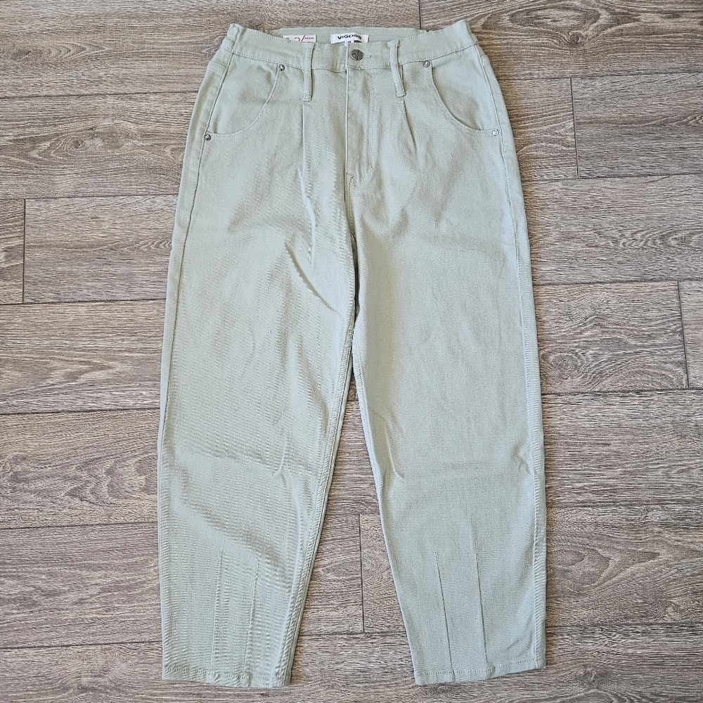 VIGOSS Axl Balloon Jeans Pistachio Green Barrel Leg Cropped